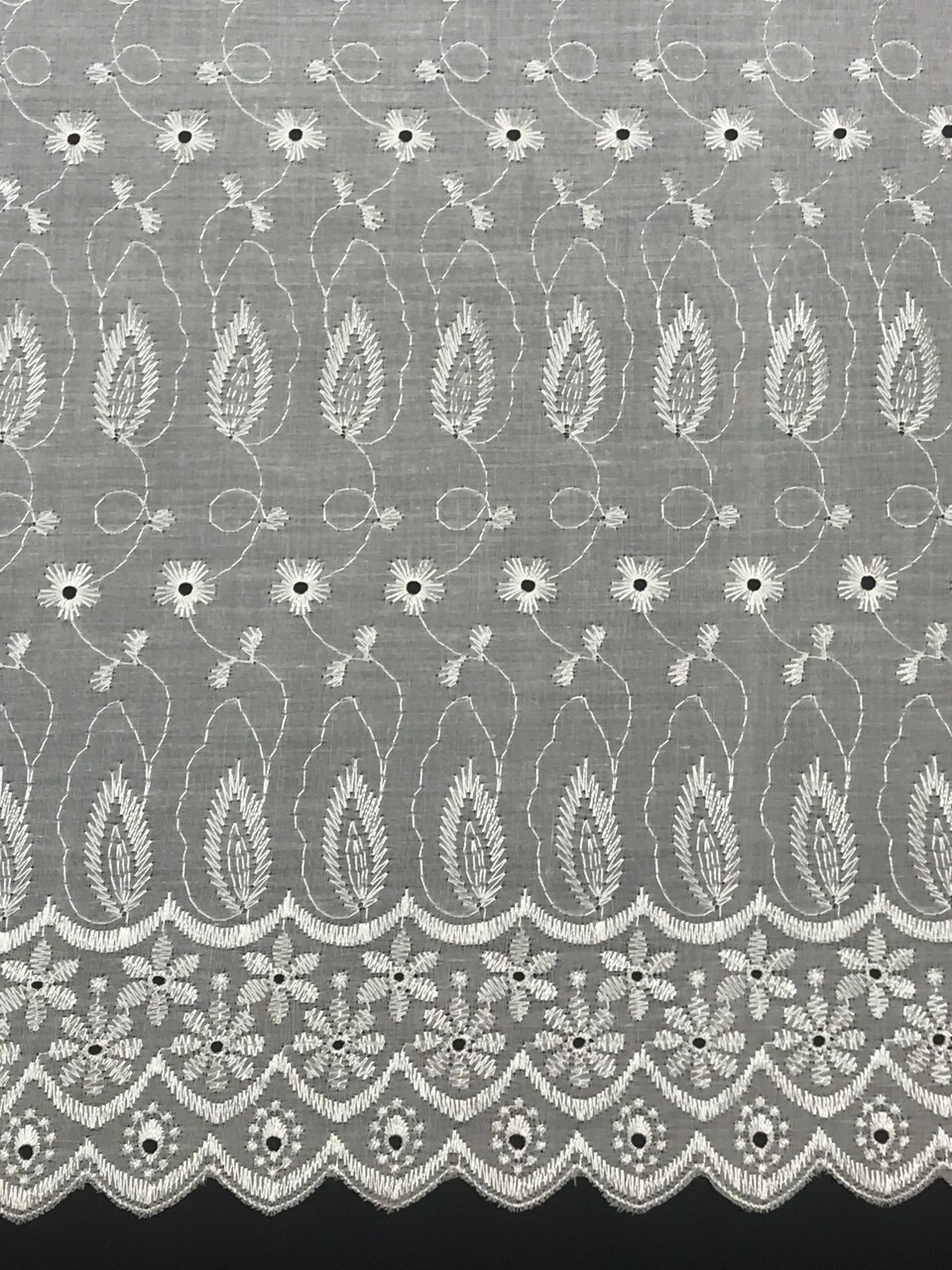 1 Yard White Medium Eyelet Fabric with Double Border and Soft, Medium Weight Texture 41/42 Inches Wide